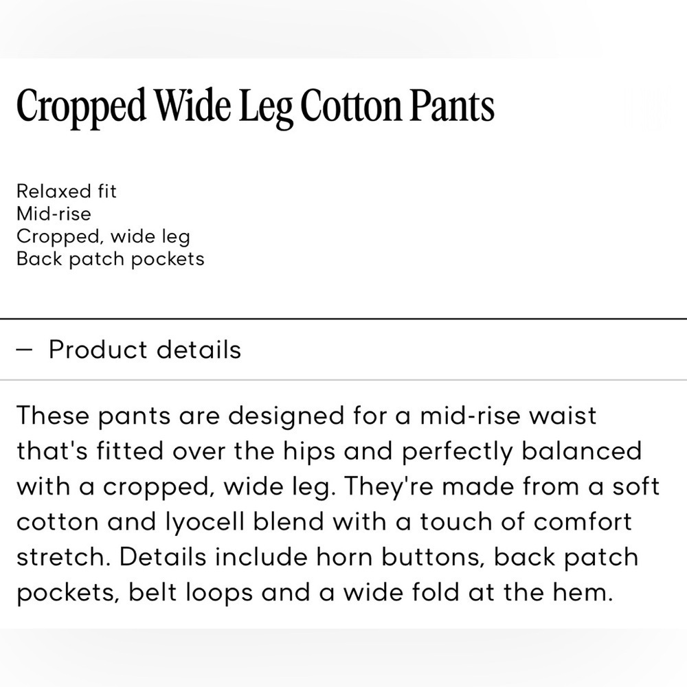 Gant Women's Tan Wide-Leg Cropped Pants, US Size 8, Cotton Blend, Classic Khaki - Picture 16 of 16